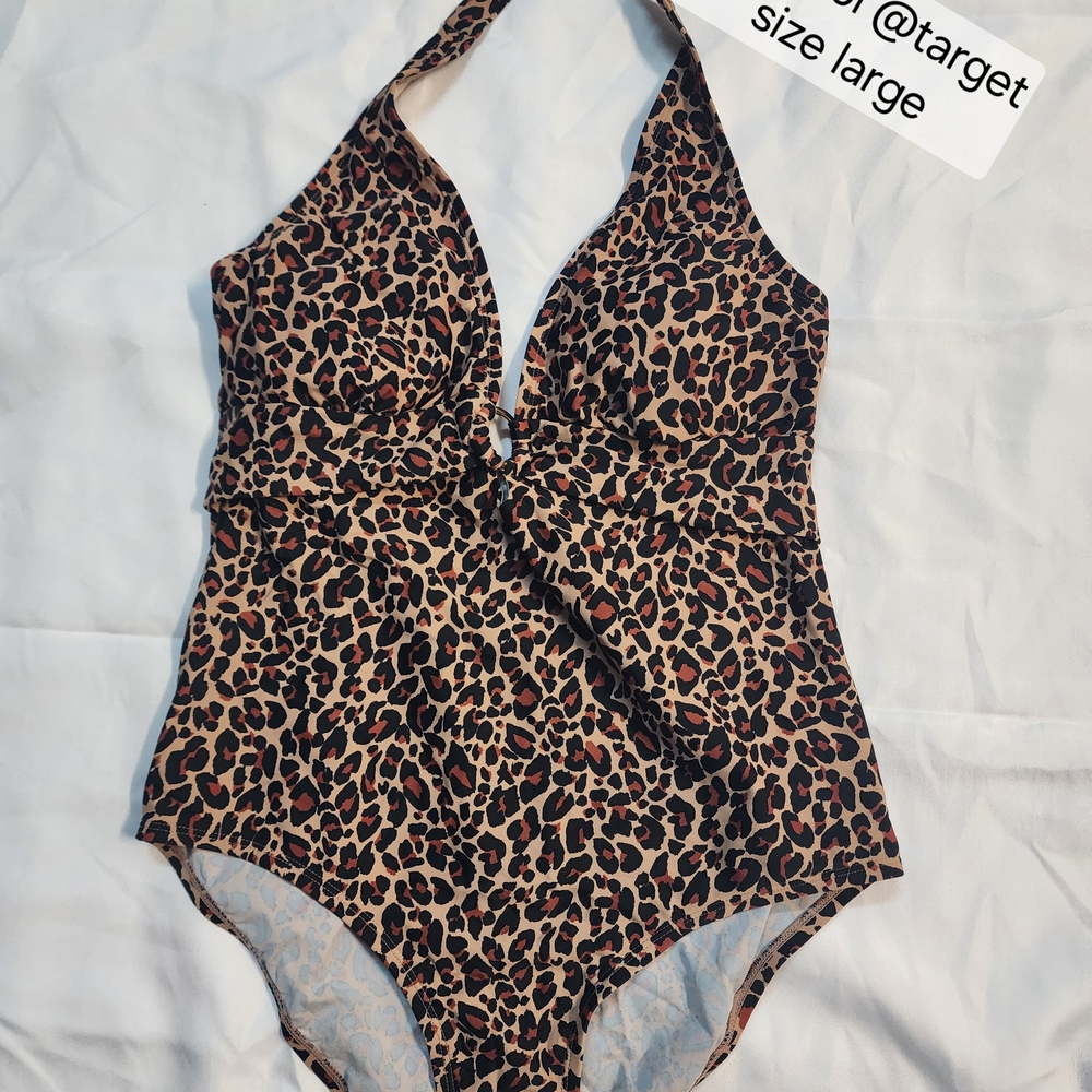 Shade & Shore Leopard Print One Piece Swimsuit